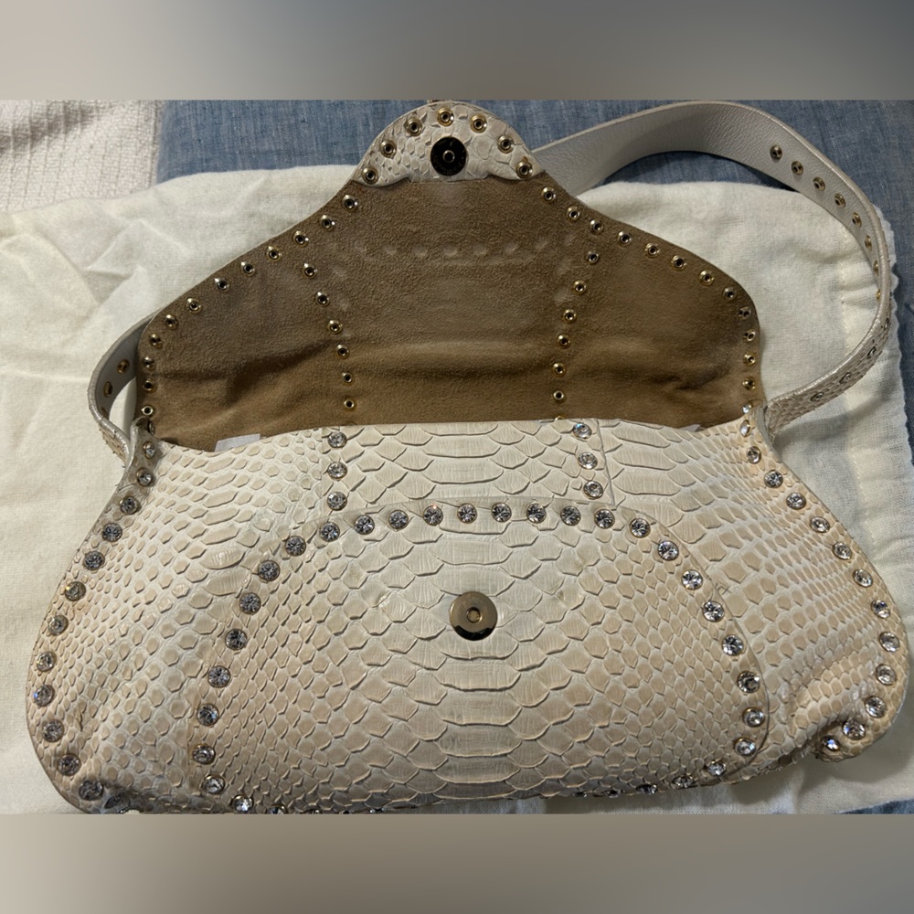 Vintage Celine Poulbot Python and Rhinestone Bag - image 7